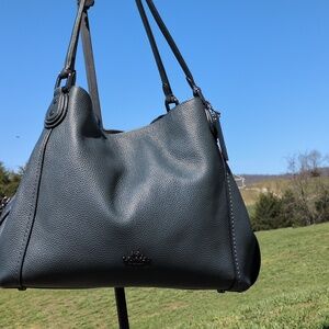 Coach Green Edie Leather Women's Shoulder Bag With Gunmetal Accent & Turnlock